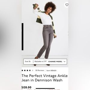 Madewell Perfect Vintage Jeans in Gray